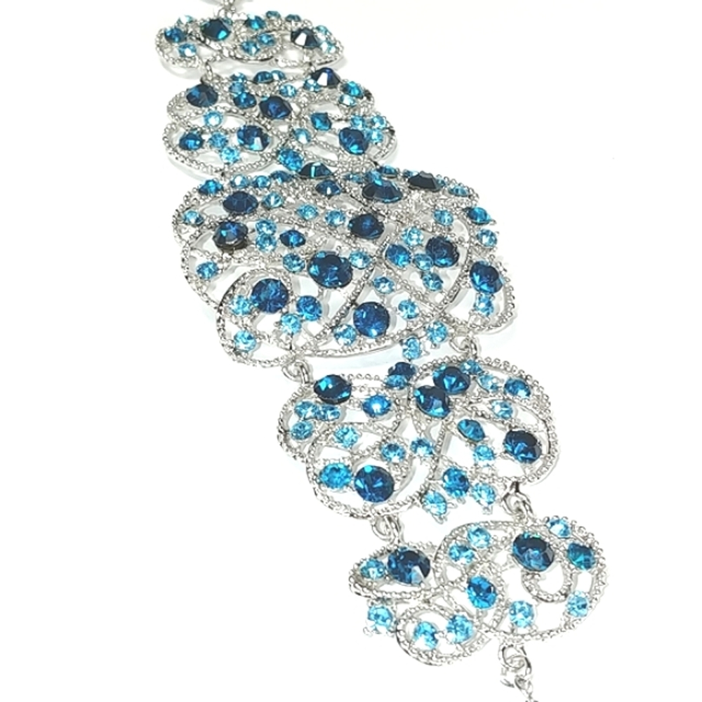 Teal rhinestone statement bracelet NWT